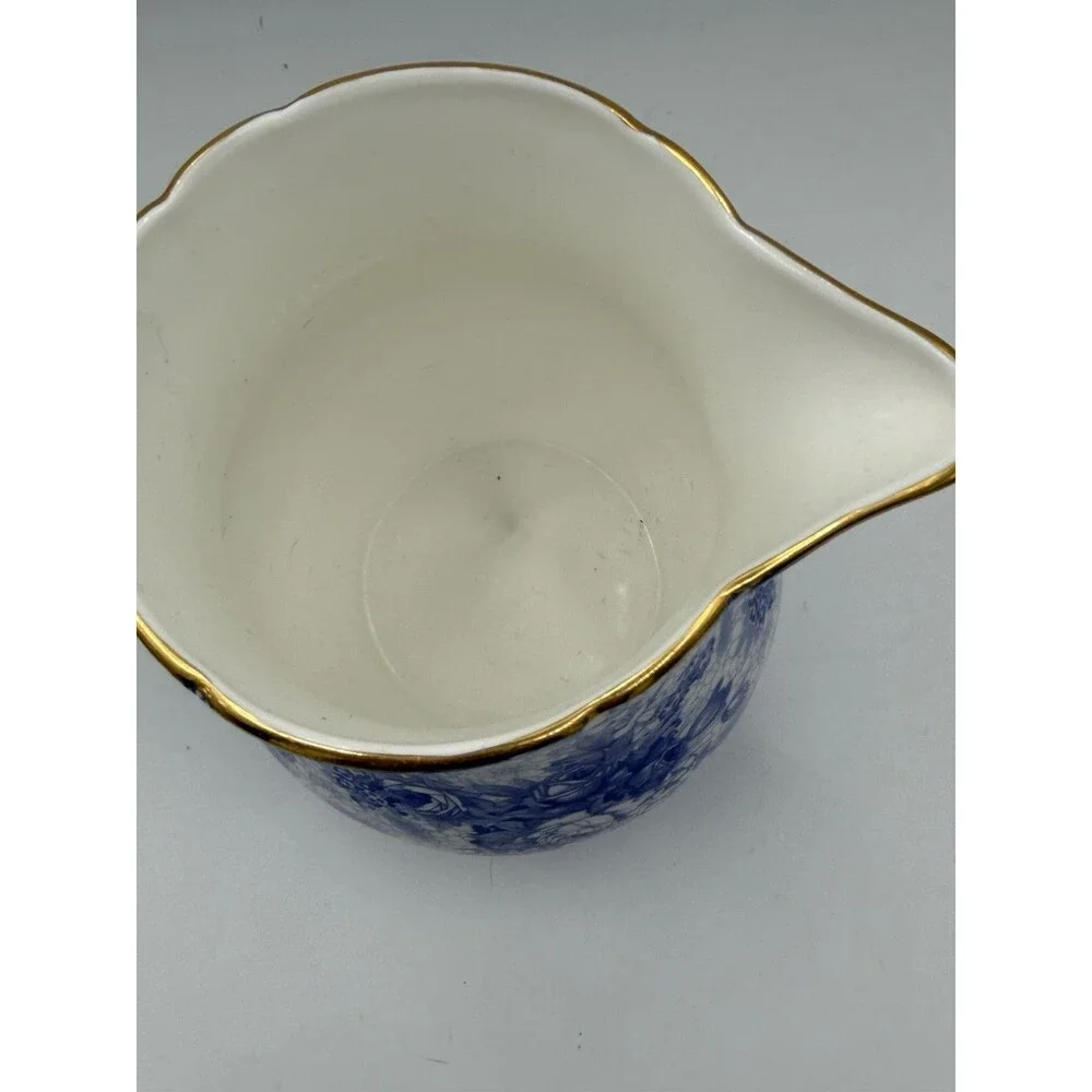 Royal Winton Blue Welbeck Bone China Cream Pitcher Gold Trim England